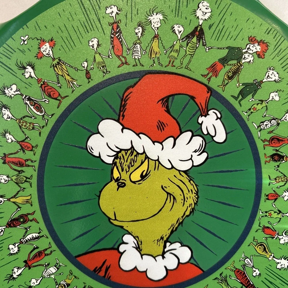 Dr. Seuss How the GRINCH Stole Christmas Round Metal Bottle Cap Sign Decor 11.6